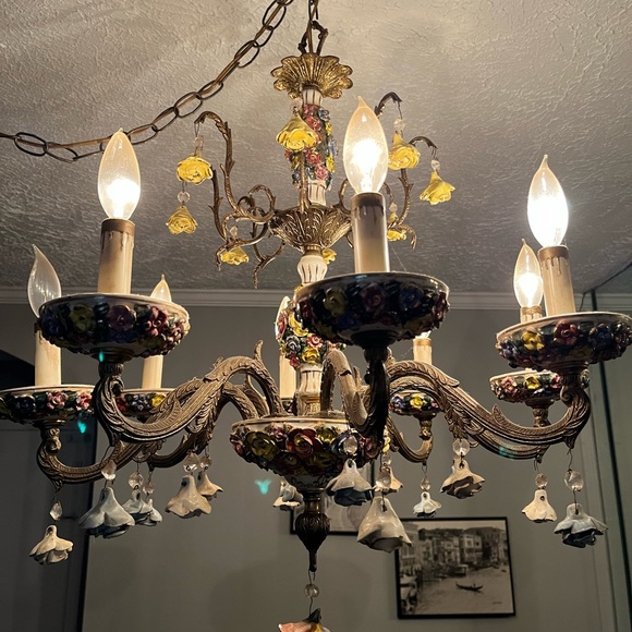 Capodimomte 8 light Rose Chandelier - Picture 3 of 6